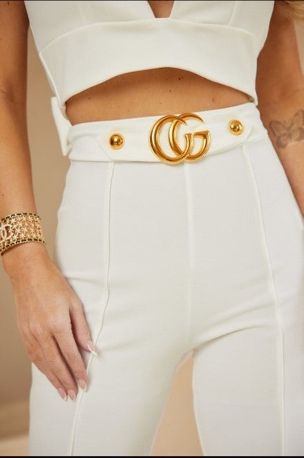 Elegant Logo Belt Pant