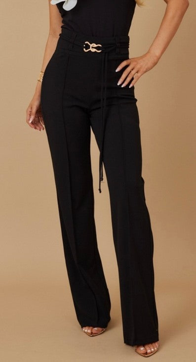 Elegant Black Belt Pant