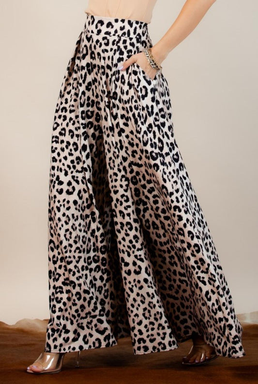 Animal Trend Print Wide Palazzo Pants